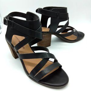 Lucky Brand Black Kailasa Leather Strappy Sandals